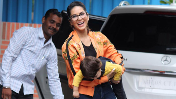 Sunny Leone spotted with her kids in Juhu