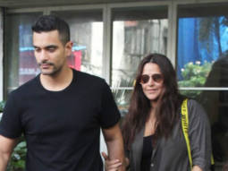 Neha Dhupia and Angad Bedi spotted at restaurant in Bandra