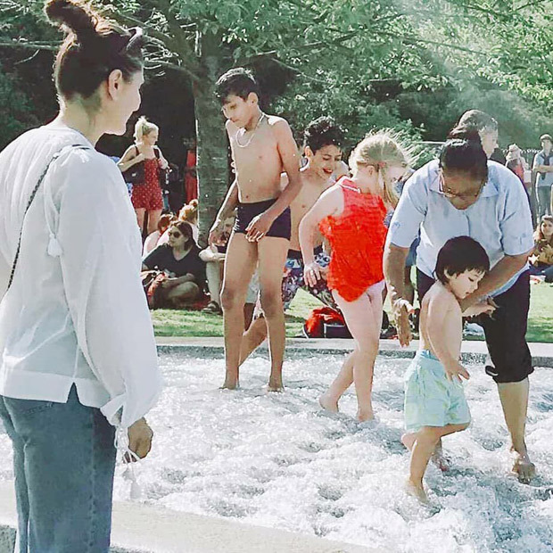 Taimur Ali Khan enjoys swimming while mommy Kareena Kapoor Khan looks on Taimur Ali Khan enjoys swimming while mommy Kareena Kapoor Khan looks on