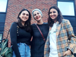 The Girl On The Train: Parineeti Chopra, Aditi Rao Hydari and Kirti Kulhari strike a pose on the sets in London