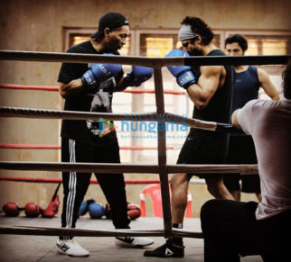 on the sets of the movie Toofan