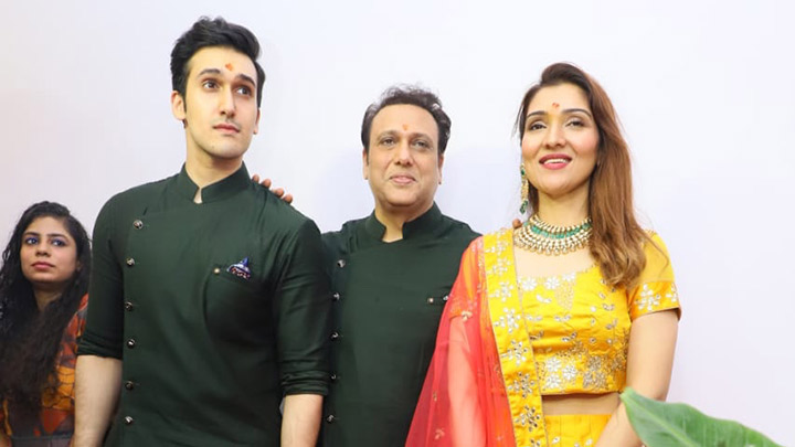 Govinda snapped with his family during Ganpati puja at his residence