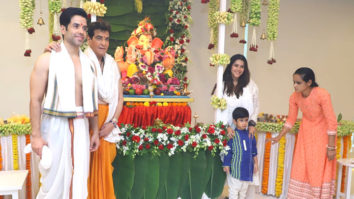 Jeetendra and Tusshar Kapoor snapped during Ganpati puja at their residence