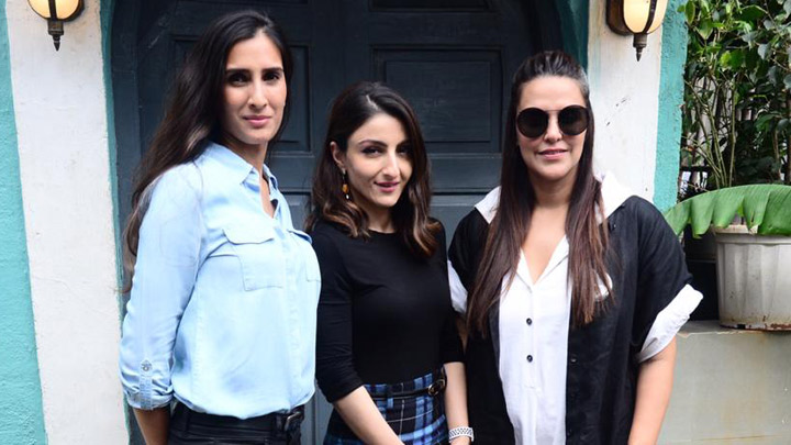 Neha Dhupia and Soha Ali Khan spotted at Slink And Bardot in Worli village