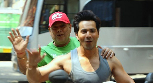 Coolie No 1: Father - son duo David Dhawan and Varun Dhawan enjoy morning scooty ride Coolie No 1: Father - son duo David Dhawan and Varun Dhawan enjoy morning scooty ride