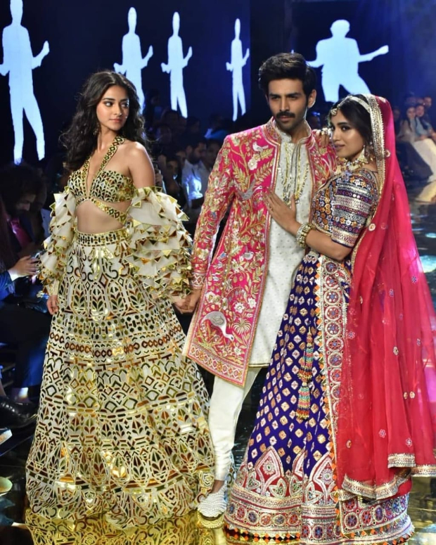 Pati Patni Aur Woh trio Kartik Aaryan, Ananya Panday, Bhumi Pednekar stun in exquisite wedding line Pati Patni Aur Woh trio Kartik Aaryan, Ananya Panday, Bhumi Pednekar stun in exquisite wedding line