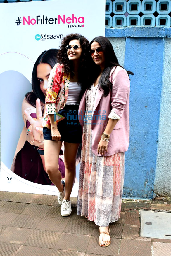 photos neha dhupia spotted with taapsee pannu after the shoot of no filter neha season 4 2