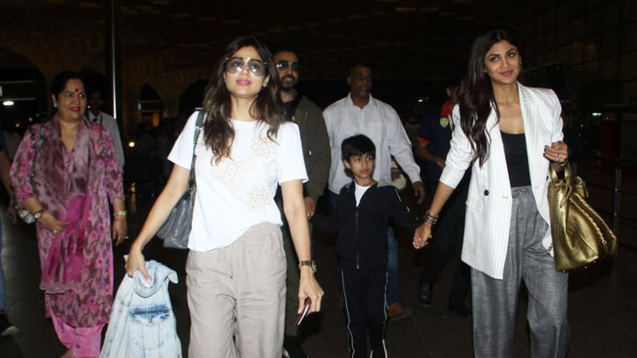 Shilpa Shetty spotted with family at airport, Mumbai