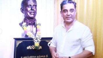 Kamal Haasan unveils his father’s bust on his 65th birthday; Rajinikanth attends ceremony