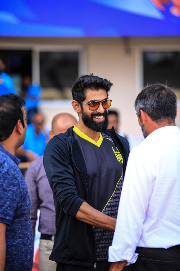 ISL 2019 - 2020: Rana Daggubati meets the Hyderabad FC players during their first match ISL 2019 - 2020: Rana Daggubati meets the Hyderabad FC players during their first match