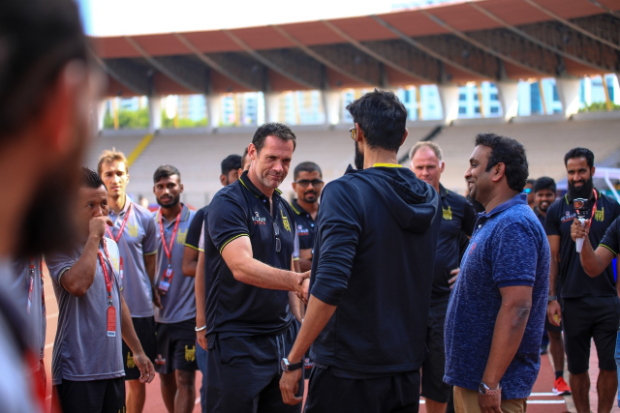 ISL 2019 - 2020: Rana Daggubati meets the Hyderabad FC players during their first match ISL 2019 - 2020: Rana Daggubati meets the Hyderabad FC players during their first match