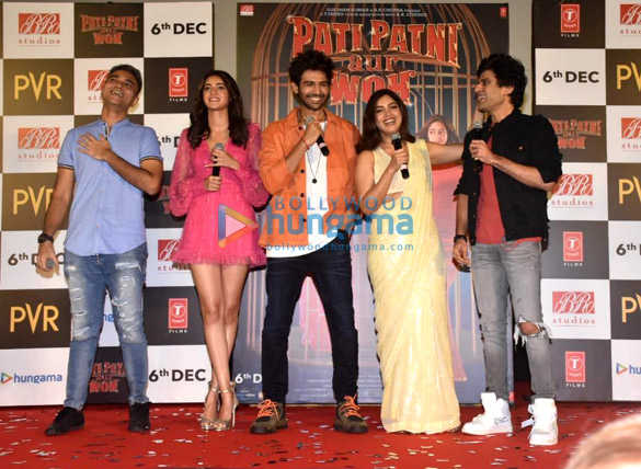 photos kartik aaryan ananya panday bhumi pednekar and others snapped at pati patni aur woh trailer launch 1