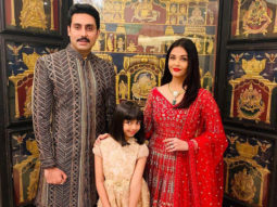 Picture Perfect: Abhishek Bachchan and Aishwarya Rai Bachchan pose for a family picture with daughter, Aaradhya Bachchan