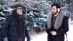 on the sets of the movie Chehre