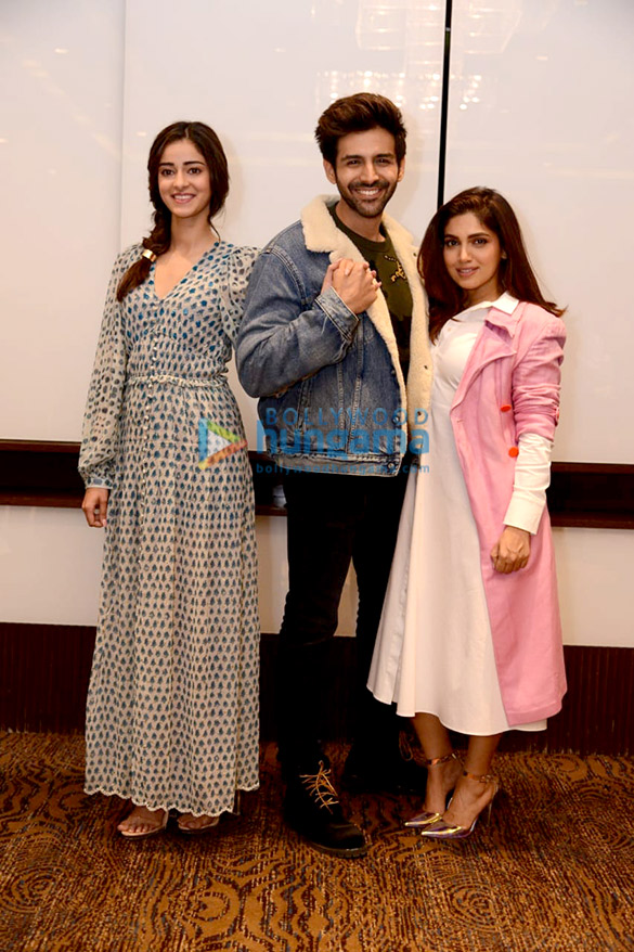 Photos: Kartik Aaryan, Ananya Panday and Bhumi Pednekar snapped promoting their film Pati Patni Aur Woh in Delhi