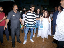 Photos: Kartik Aaryan, Bhumi Pednekar and Ananya Pandey spotted promoting ‘Pati Patni Aur Woh’ at Gaiety Galaxy