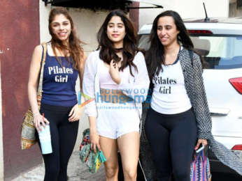 Photos: Sara Ali khan, Janhvi Kapoor, Sharmin Segal and Namrata Purohit spotted at Pilates class