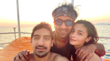 Alia Bhatt poses by the sea with her best boys, Ranbir Kapoor and Ayan Mukerji