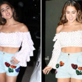 Sara Ali Khan's off-shoulder crop top and high waisted shorts is perfect look for a brunch date