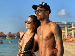 Natasa Stankovic stuns in a black bikini in this throwback picture with beau Hardik Pandya