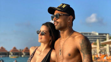 Natasa Stankovic stuns in a black bikini in this throwback picture with beau Hardik Pandya