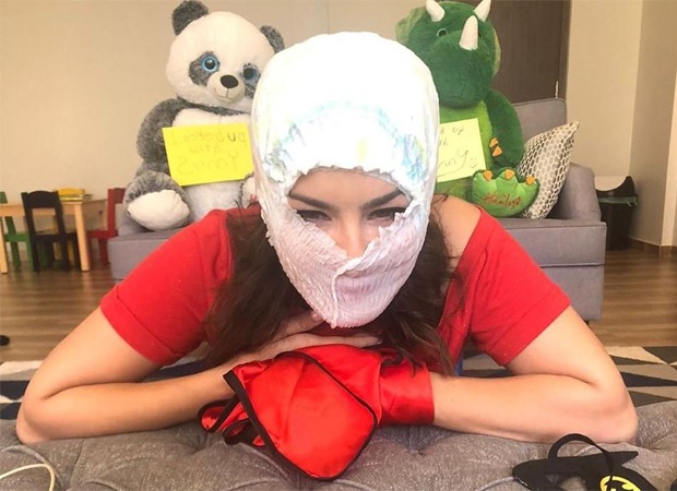 When Sunny Leone turned a diaper into an emergency face mask!