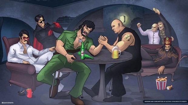 Ranveer Singh's Alauddin Khilji chills with Gabbar Singh, Kancha Cheena, Crimemaster Gogo and Mogambo at gangsta party 