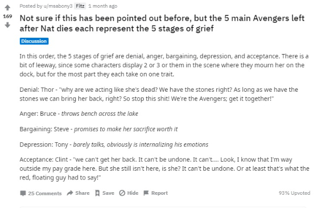 Marvel fan reveals how original five Avengers dealt with Black Widows's death in Endgame