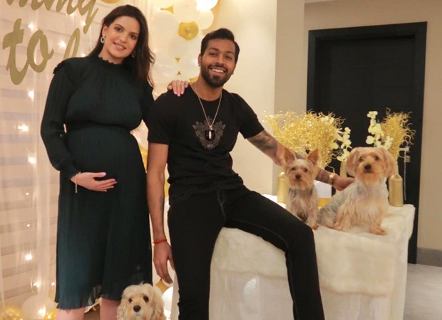 Hardik Pandya poses with wife Natasa Stankovic at the latter’s baby ...