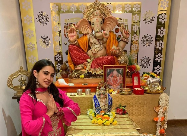 Sara Ali Khan takes blessings of Lord Ganesha, posts pictures in a traditional attire