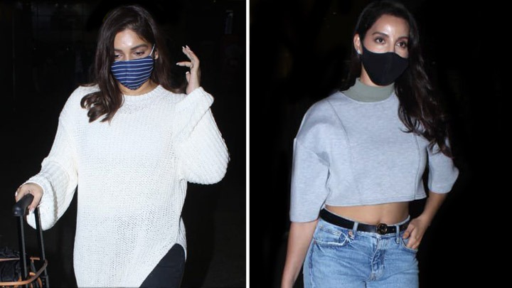Bhumi Pednekar and Nora Fatehi snapped at the airport