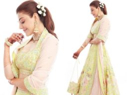 Kajal Aggarwal looks gracefully exquisite in a custom-made Anita Dongre lehenga for Gaur Pooja