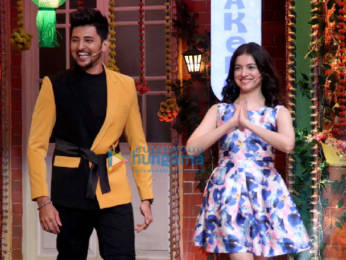 Photos: Divya Khosla Kumar promotes her song Teri Aankhon Mein on The Kapil Sharma Show with Darshan Raval