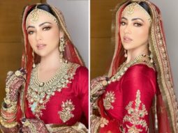 Sana Khan looks ethereally royal in a classic red lehenga for her Walima with Mufti Anas