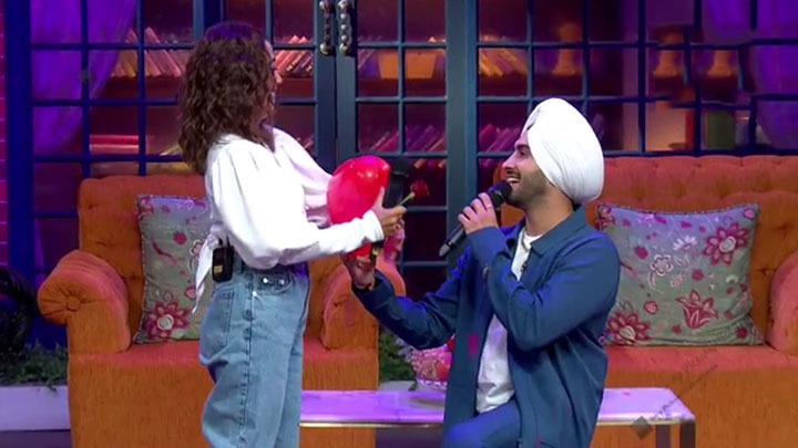Neha Kakkar and Rohanpreet Singh at The Kapil Sharma Show