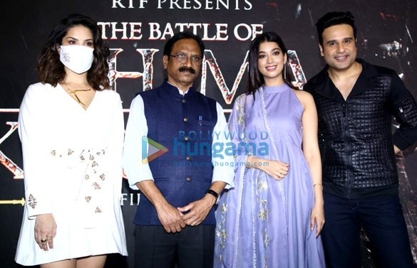 photos arjun rampal sunny leone and others spotted at the poster launch of his film the battle of bhima koregaon 2