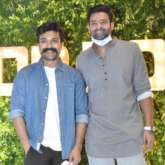 Prabhas and Ram Charan strike a pose together at producer Dil Raju's 50th birthday party