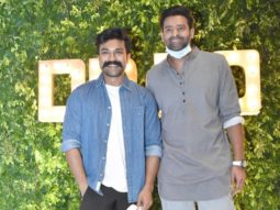 Prabhas and Ram Charan strike a pose together at producer Dil Raju’s 50th birthday party