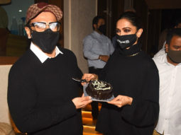 Deepika Padukone cake cutting with Ranveer Singh and Media