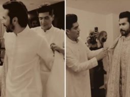 Manish Malhotra captures the moments of dressing groom Varun Dhawan up for his wedding with Natasha Dalal