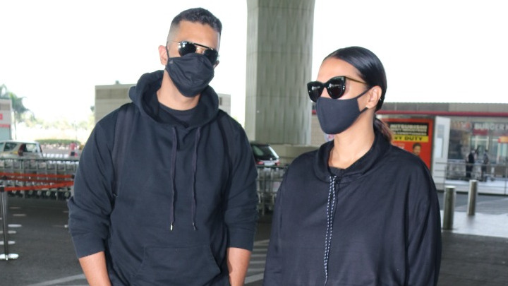 Neha Dhupia and Angad Bedi spotted at Airport