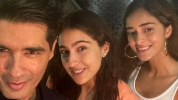 Sara Ali Khan and Ananya Panday pose happily with Manish Malhotra at Karan Johar’s house party