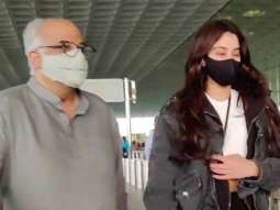 Spotted – Janhvi Kapoor and Bonny Kapoor at Airport