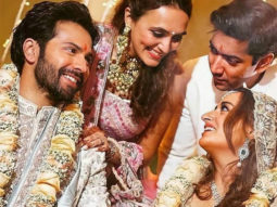 Varun Dhawan – Natasha Dalal Wedding: The newlyweds share happy moment with Rohit Dhawan and Jaanvi Desai 