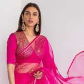 Aditi Rao Hydari looked resplendent in Raw Mango sheer and vibrant pink saree at Dia Mirza’s wedding