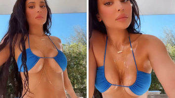 Kylie Jenner flaunts her curves in barely-there skimpy navy blue bikini