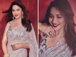Madhuri Dixit’s scintillating ivory sequin saree is perfect for the wedding season