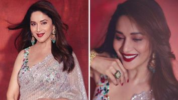 Madhuri Dixit’s scintillating ivory sequin saree is perfect for the wedding season