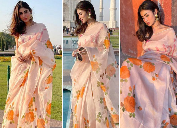 Mouni Roy mesmerises in floral silk organza saree worth Rs. 24,500 at Taj Mahal Mouni Roy mesmerises in floral silk organza saree worth Rs. 24,500 at Taj Mahal