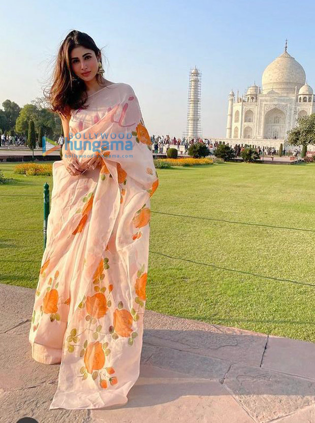 Mouni Roy mesmerises in floral silk organza saree worth Rs. 24,500 at Taj Mahal Mouni Roy mesmerises in floral silk organza saree worth Rs. 24,500 at Taj Mahal